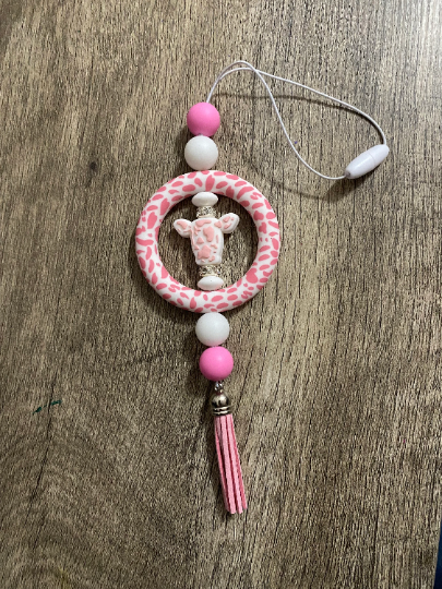 Pink Cow Car Charm