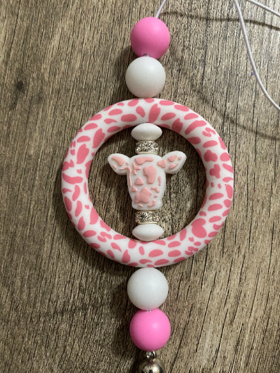 Pink Cow Car Charm